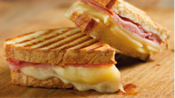 grilled sandwich with ham and edam cheese